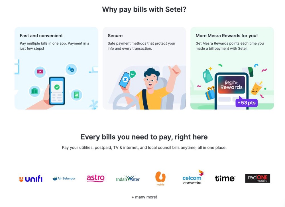 Image from: Setel kini sokong pembayaran bil, promo cashback 10% untuk masa terhad
