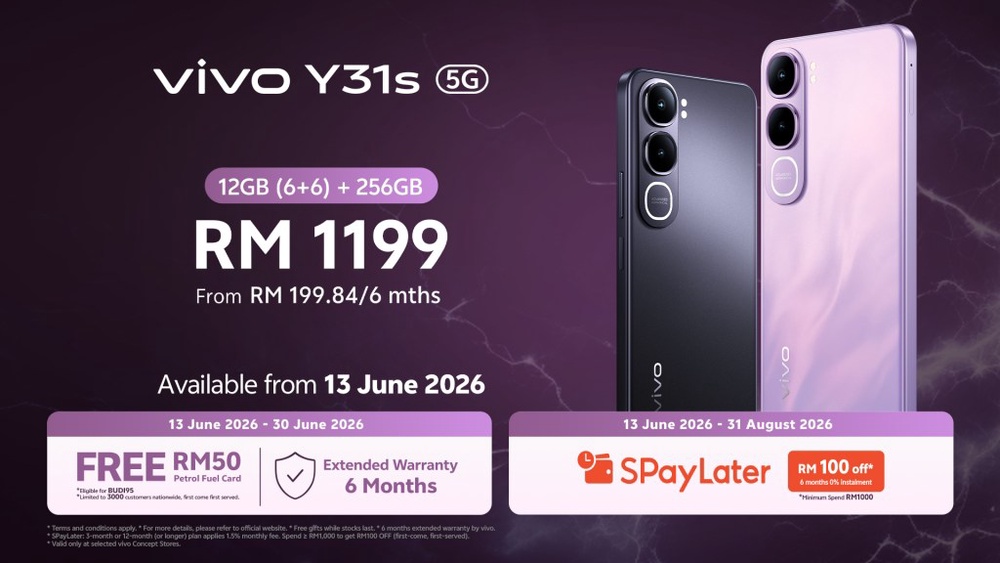 Image from: Vivo Y31s 5G Malaysia: Bateri BlueVolt 6,500mAh & kalis air IP69+ pada harga RM1,199
