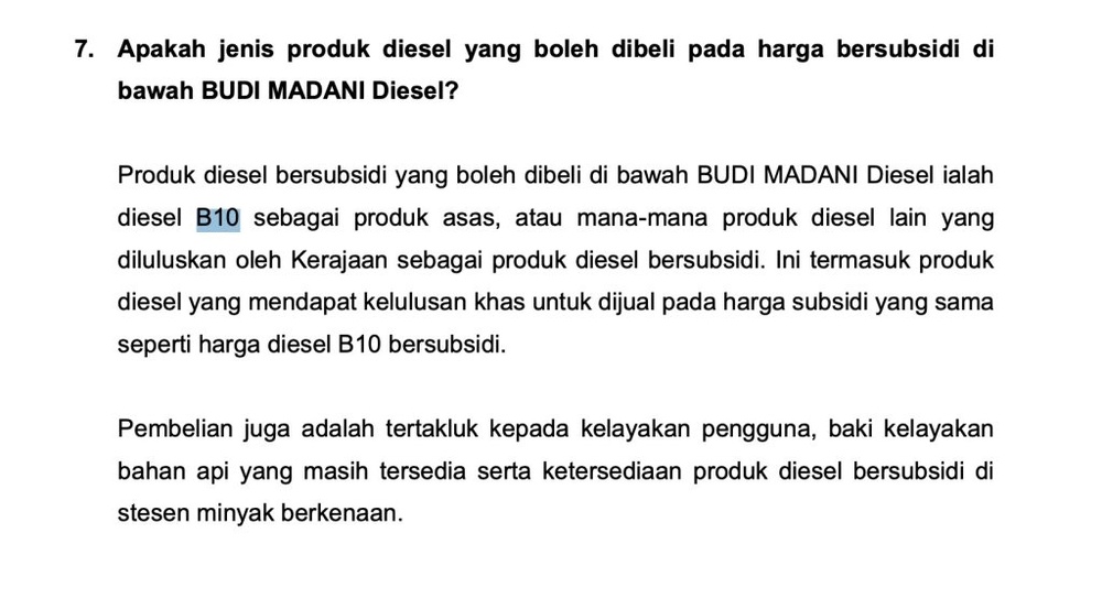 Image from: BUDI Madani Diesel: Subsidi RM2.10/L bermula 1 Julai, kuota 200L dikongsi bersama RON95