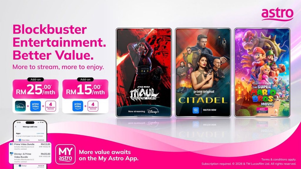 Image from: Astro perkenal pakej penstriman baharu Disney+, Prime Video & Viu dari RM15/bulan