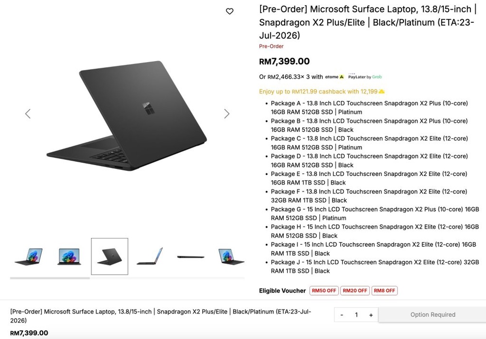 Image from: Microsoft Surface Pro 12 & Surface Laptop 8 dikuasakan Snapdragon X2 kini rasmi, dari RM6,999