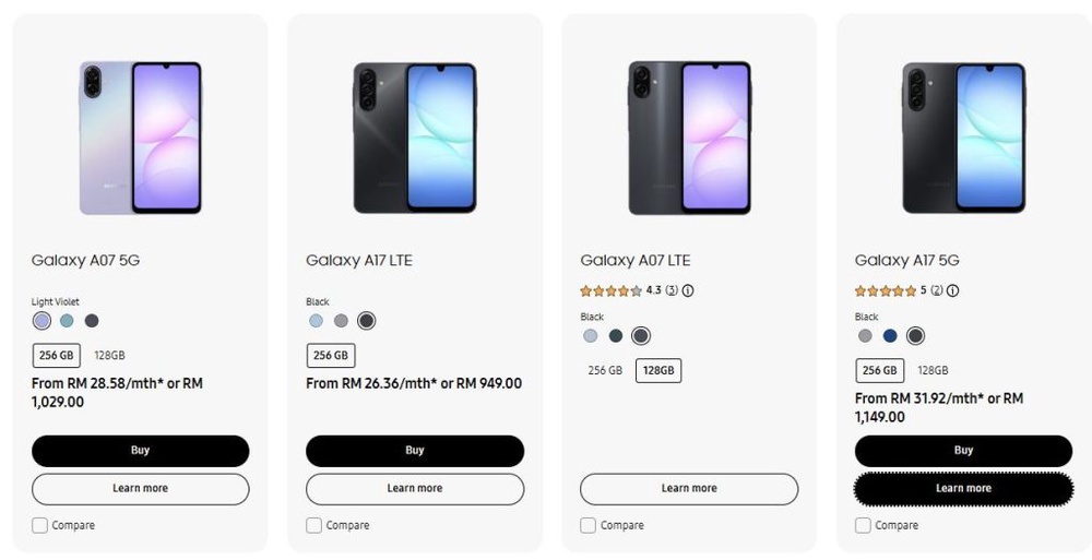 Image from: Samsung umum kenaikan harga untuk Galaxy A17 dan Galaxy A07 di Malaysia