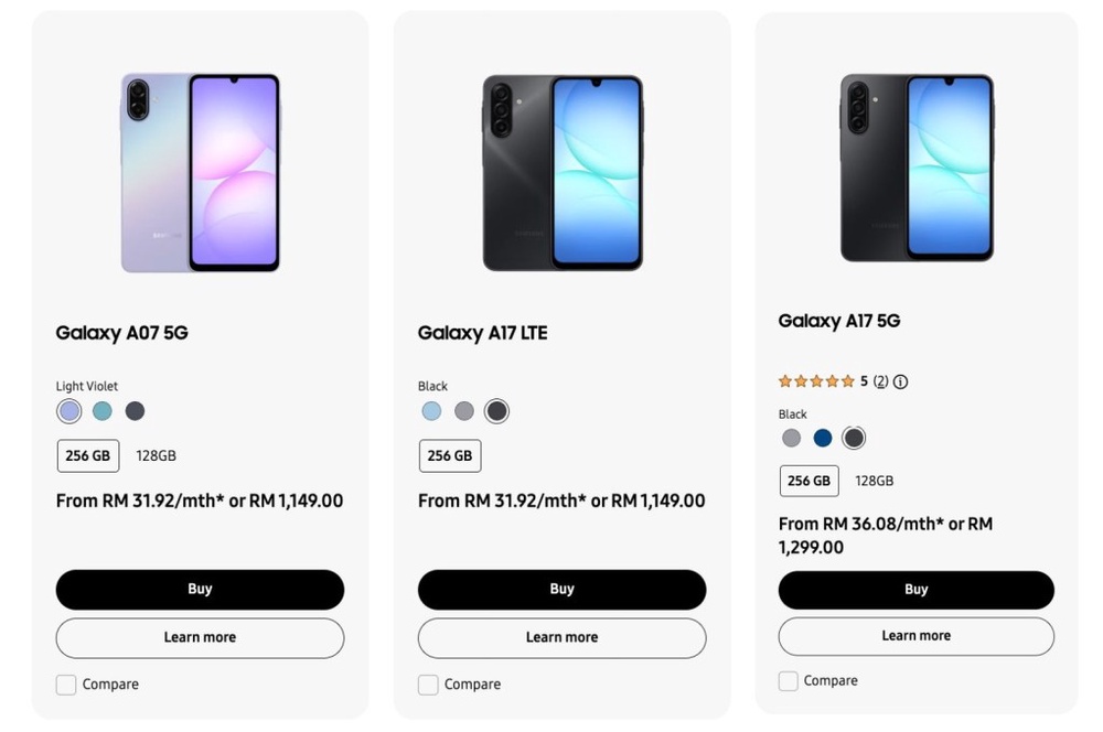 Image from: Samsung umum kenaikan harga untuk Galaxy A17 dan Galaxy A07 di Malaysia