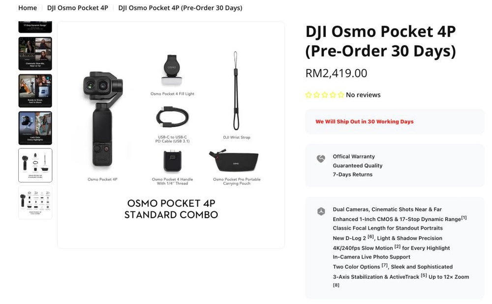 Image from: DJI Osmo Pocket 4P rasmi di Malaysia, kamera vlogging dwikamera dengan zum optikal 3x