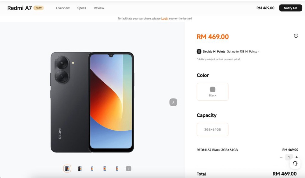 Image from: Redmi A7 Malaysia: Telefon bajet bawah RM500 dengan skrin 120Hz & bateri 5,200mAh