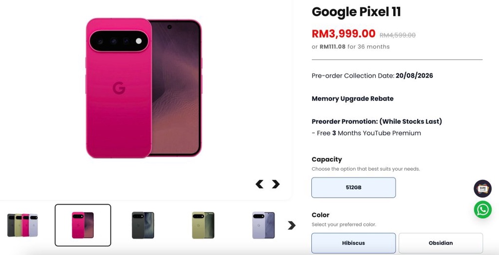 Image from: Siri Google Pixel 11 Malaysia: Cip Tensor G6, zum lebih jauh 120x dan ada lampu HiLight baharu