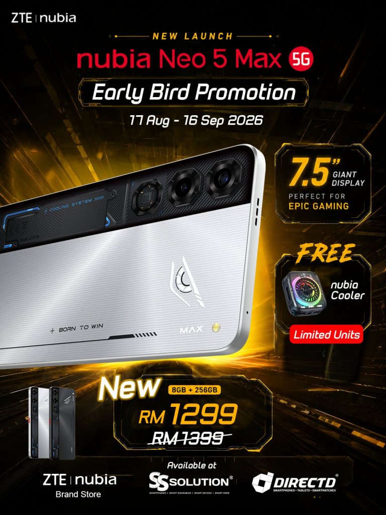 Image from: Nubia Neo 5 Max 5G tampil dengan skrin besar 7.5″, bateri 7,000mAh, harga dari RM1,299