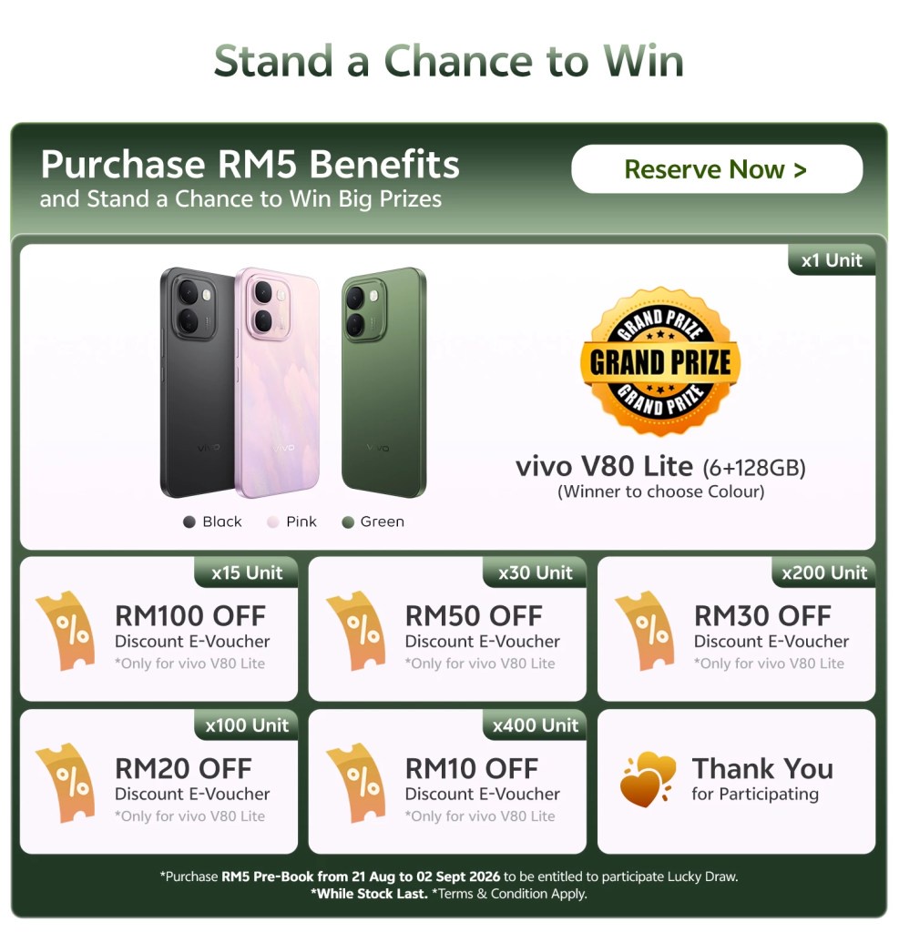 Image from: Vivo V80 Lite 5G bakal dilancar 3 September, bawa bateri besar 10,000mAh