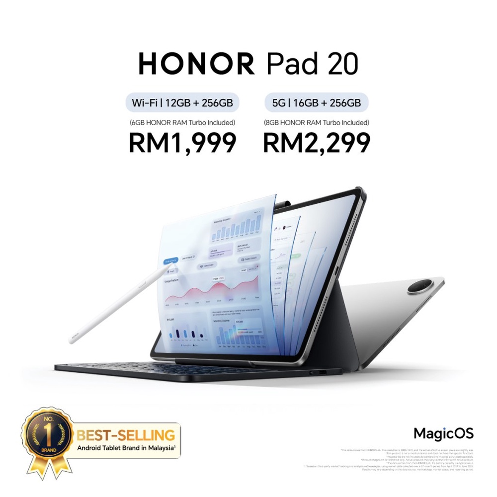 Image from: Siri Honor Pad 20 Malaysia: Tampil skrin 3K, bateri 10,100mAh & diskaun 15% untuk pelajar