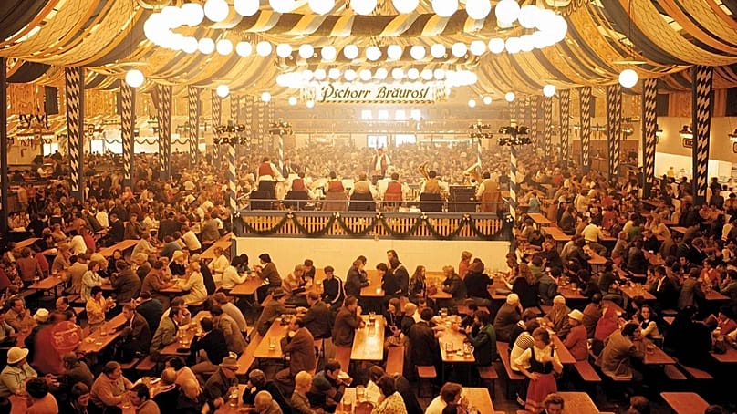 A beer tent at Oktoberfest