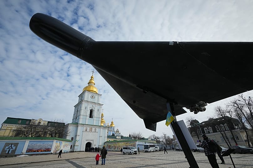 FILE: funeral ceremony at St. Michael Cathedral in Kyiv, Ukraine, Feb. 28, 2026, as Russian drone 