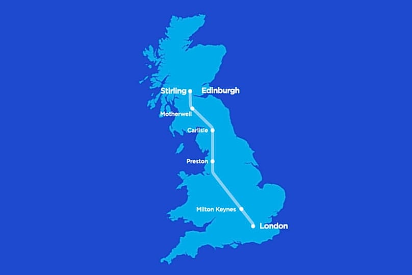 The new route between London and Stirling 