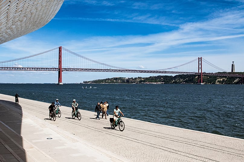 River Tagus with Cristo Rei and the 25 de Abril Bridge, seen from MAAT
