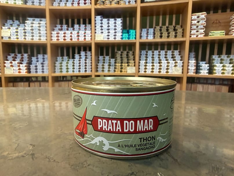 Tin of sangacho de atum on sale at Conserveira de Lisboa