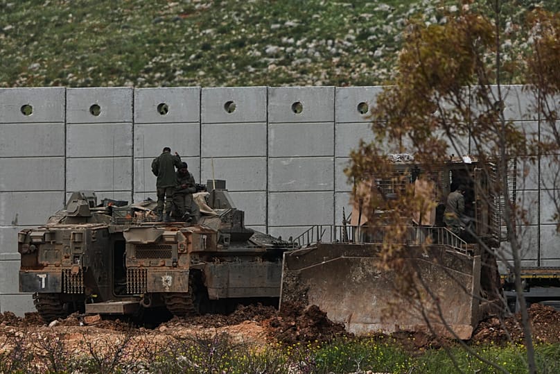 Israeli soldiers are seen along the Israel–Lebanon border in northern Israel, 12 April 2026