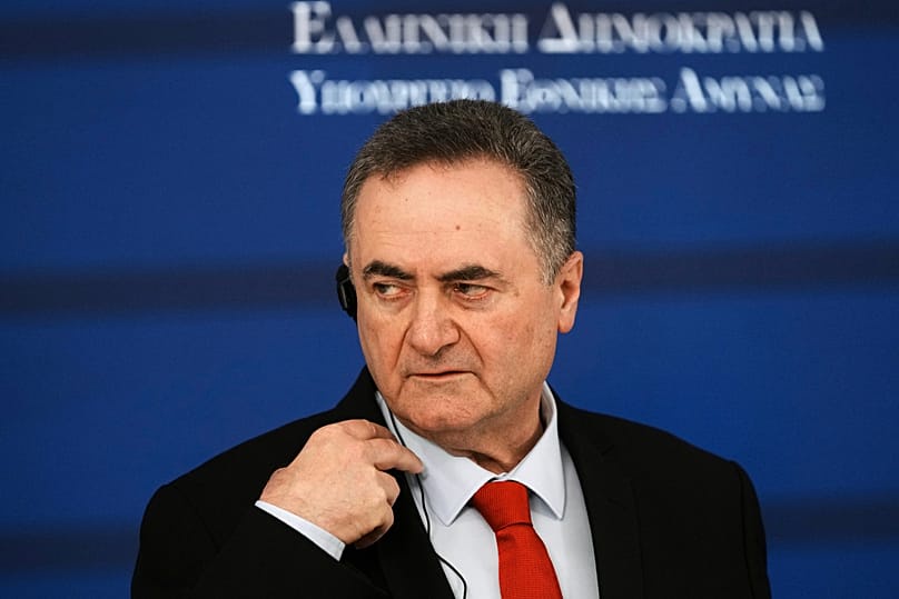 Israeli Defence Minister Israel Katz at a press conference in Athens, 20 January, 2026