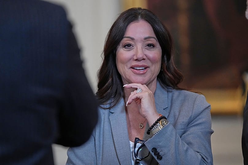 Labor Secretary Lori Chavez-DeRemer arrives at an event to honor the 2025 Major League Soccer champions Inter Miami in the White House, Thursday, March 5, 2026