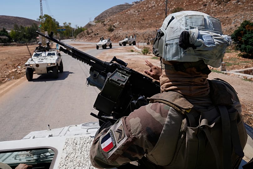 French UN peacekeepers patrol at the Suluki Valley, 20 August, 2025
