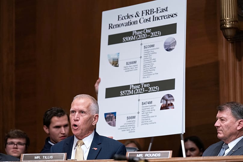 US Senator Thom Tillis speaks during the confirmation hearing of Kevin Warsh, 21 April 2026