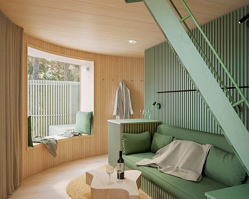 The new suite, which has a private sauna and hot tub, sleeps five