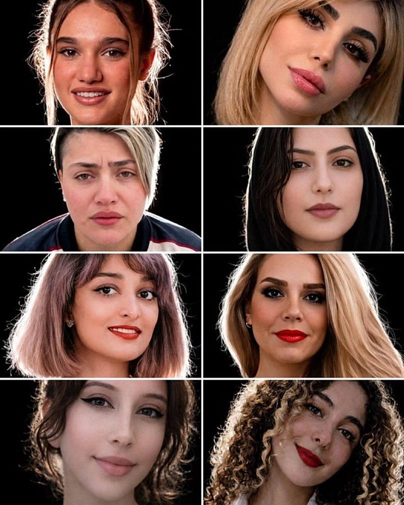 The image of eight Iranian women attached to Donald Trump's post, which claimed they were all facing execution. 
