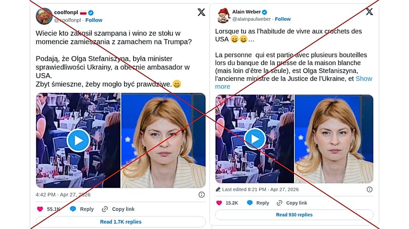 Some of the posts making the claim that Stefanishyna stole the wine during the chaos.