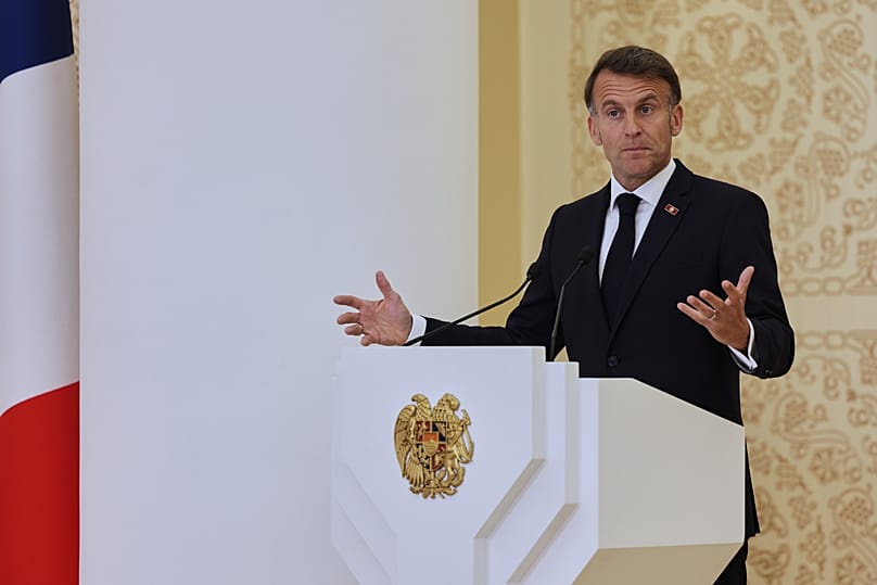 French President Emmanuel Macron addresses a media conference during the EU-Armenia summit in Yerevan, 5 May, 2026