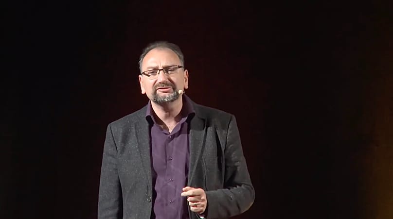 Florent Montaclair, during a TEDxBelfort talk in 2017