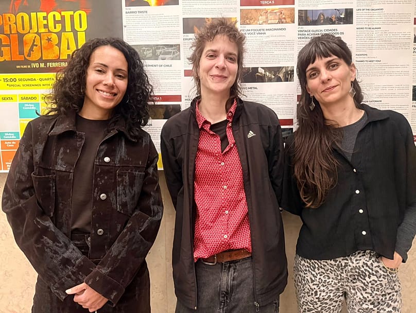 Francisca Marvão (centre) with Dama Bete and producer Diana Martins