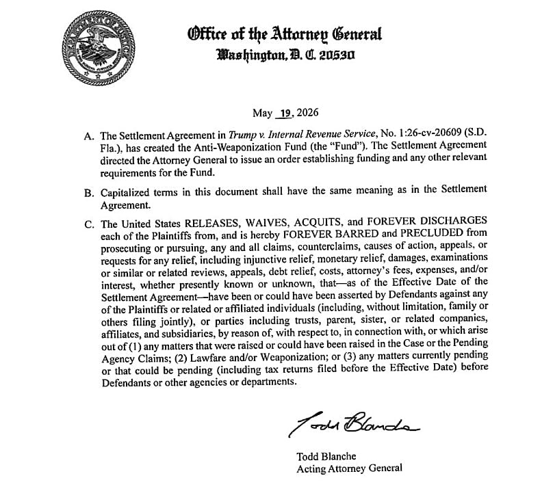 Additional filing of the Trump-IRS settlement