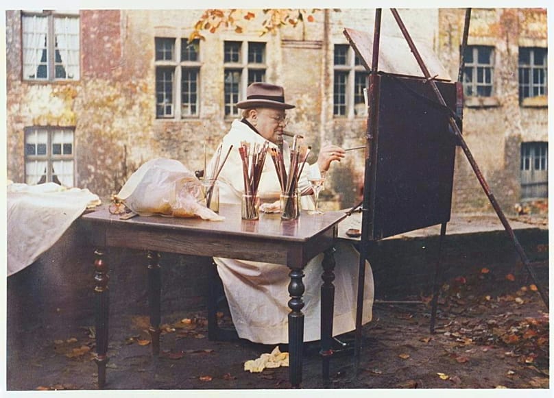 Sir Winston Churchill painting in Belgium, September 1946