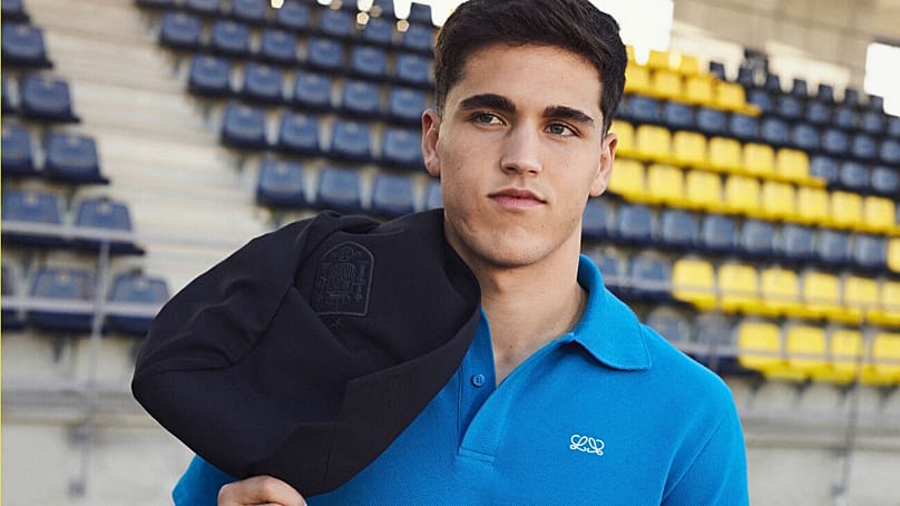 Pau Cubarsí in clothing by Spanish label Loewe at the Ciudad del Fútbol in Las Rozas in 2026.