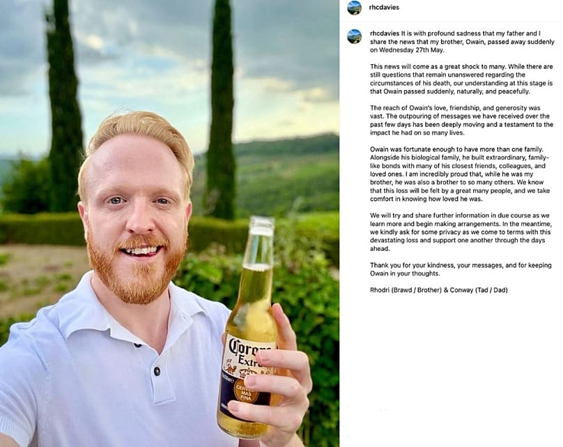 Owain Rhys Davies' posts tribute