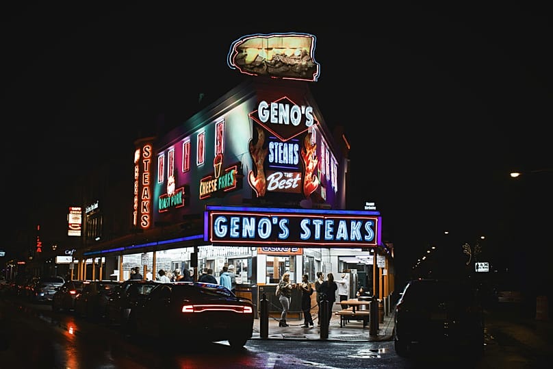 Geno’s Steaks is a popular spot 