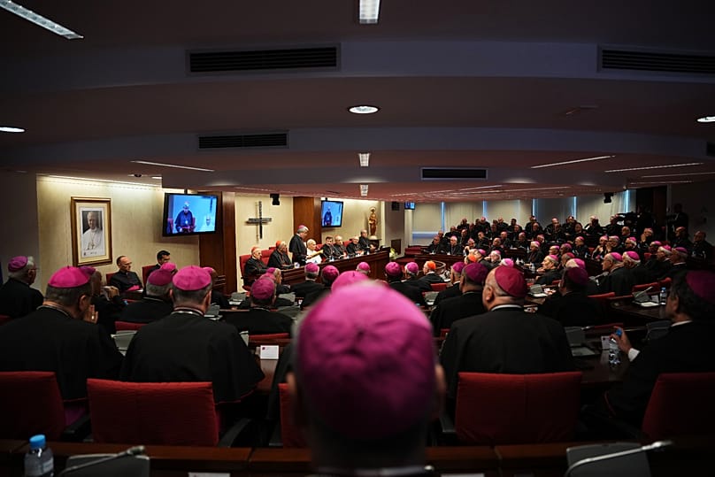 Pope Leo XIV meets with Spain's bishops at the Spanish Episcopal Conference in Madrid, 8 June, 2026