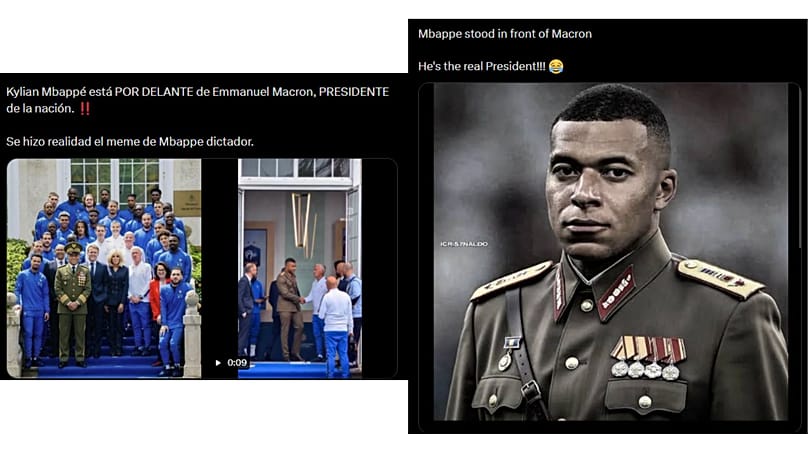 Memes depicting Mbappé as the leader of France
