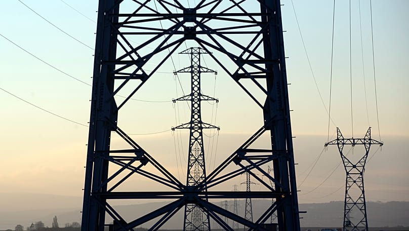 High voltage power lines are pictured outside Strasbourg, eastern France, Wednesday, Jan. 18, 2017.