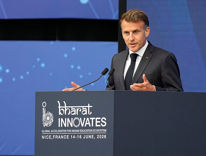 French President Emmanuel Macron delivers a speech in Nice, 14 June, 2026