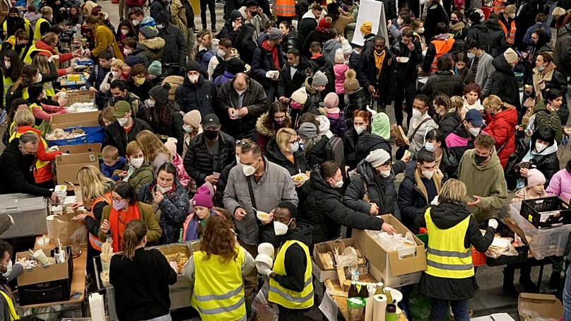 ARCHIVE – Ukrainian refugees stand in the arrivals area at Berlin Central Station after their arrival on 8 March 2022