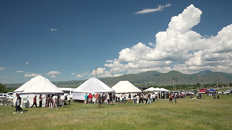 After landing, participants are traditionally greeted in yurts, reflecting Kazakhstan’s warm hospitality and nomadic heritage
