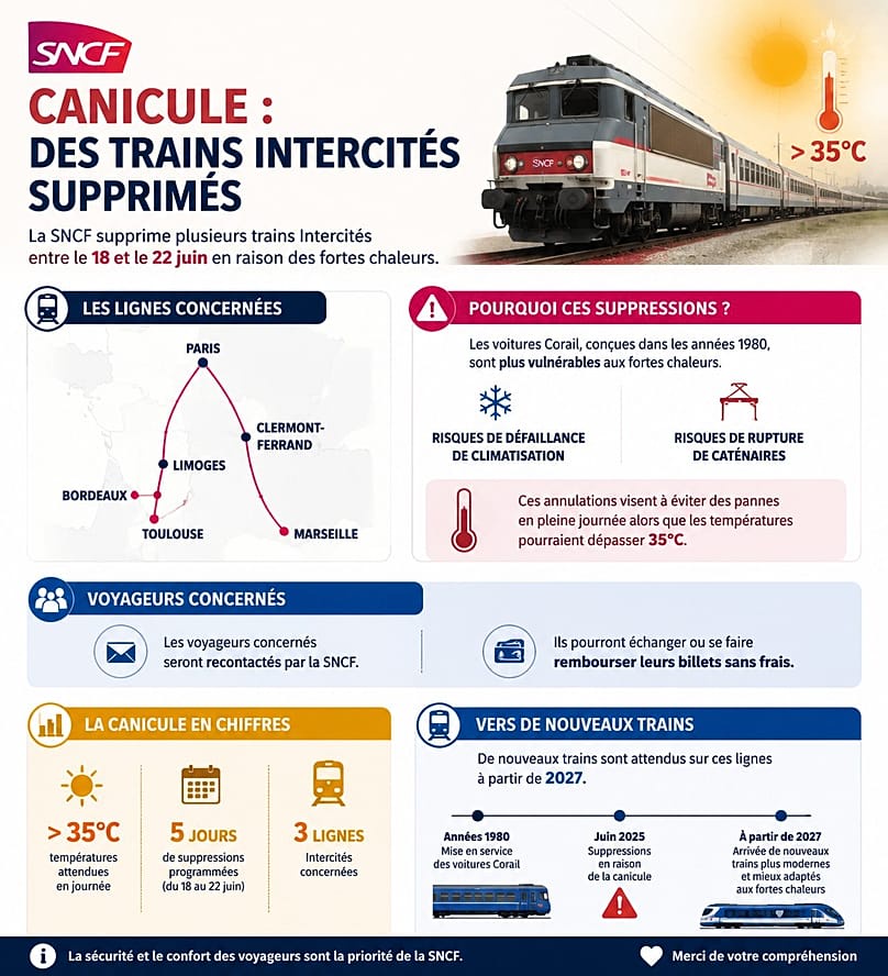 SNCF statement on trains cancelled because of the heat