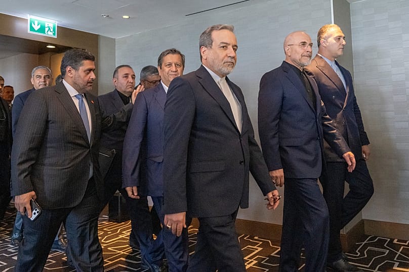 Delegation of Iran at the Lake Lucerne Summit at the Buergenstock resort in Obbuergen, near Lucerne, Switzerland, Sunday, June 21, 2026. 