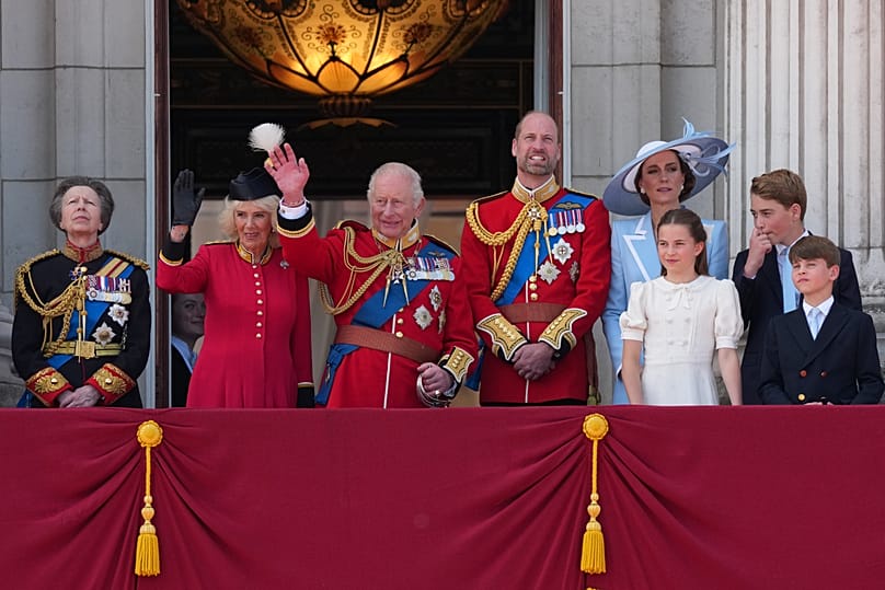 The royal family at the King's annual birthday parade in London, 13 June 2026