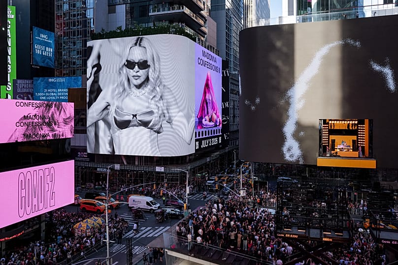 Madonna at her surprise Times Square concert in New York 