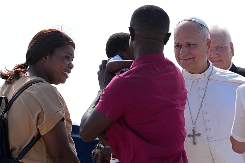 Pope Leo meets a migrant family in Lampedusa