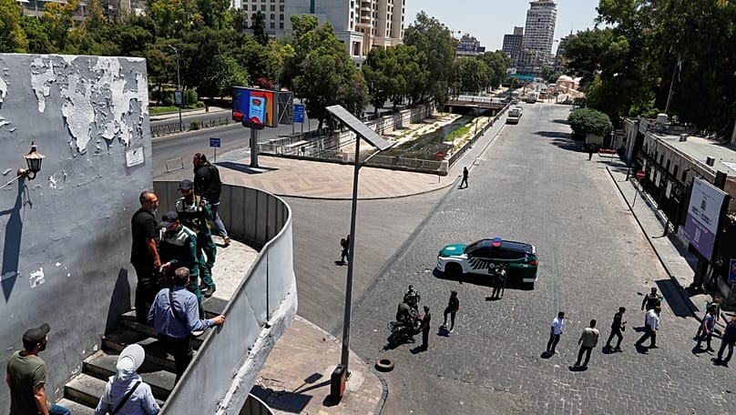 Syrian security forces block the area near the Four Seasons Hotel in Damascus, 7 July, 2026