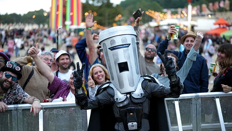 Count Binface poses for photographers during the Glastonbury Festival in Worthy Farm, 29 June, 2024