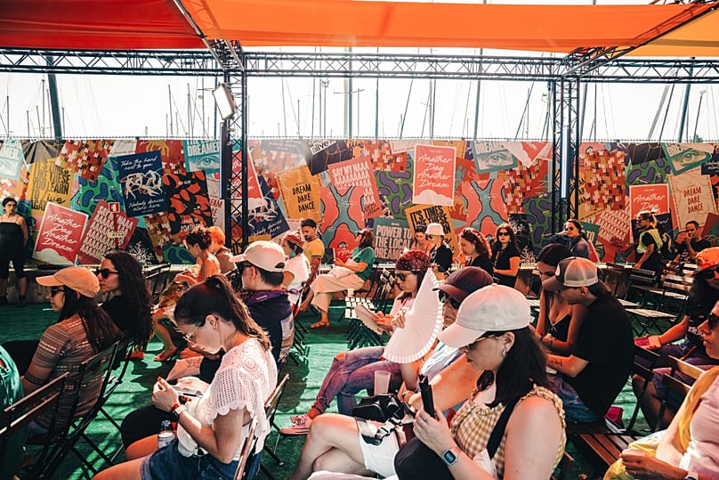 Many festival-goers visited the Literary Stage to attend the talks on the festival’s opening day