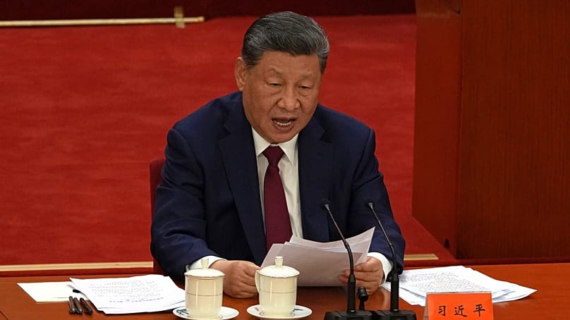 Chinese President Xi Jinping delivers a speech at the Great Hall of the People in Beijing, 1 July, 2026