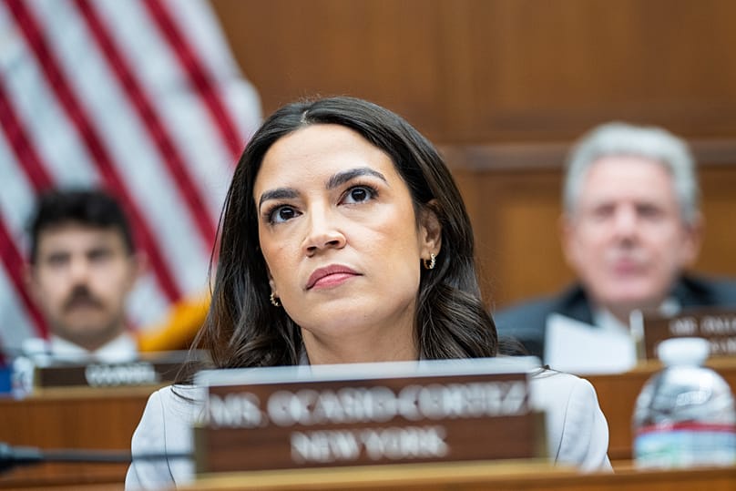 Rep. Alexandria Ocasio-Cortez attends a House Committee hearing at the Capitol, Jan. 22, 2026, in Washington. (AP Photo/Allison Robbert)
